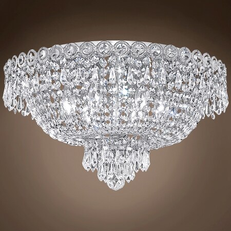 Joshua Marshal Empire Design 6 Light 18 Chrome Flush Mount w/Clear European Crystals 701094-009